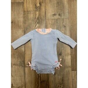 6-12m RuffleButts Baby Girls' Seersucker Long Sleeve